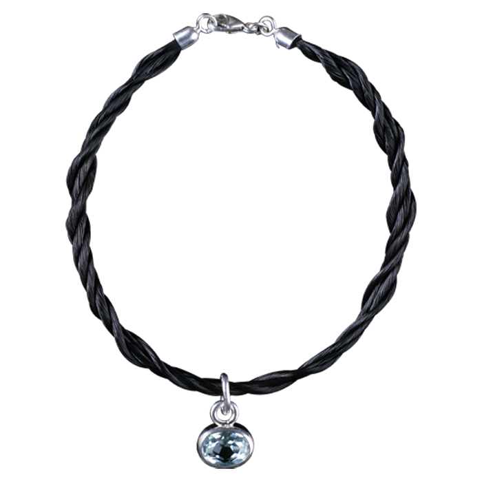 01-Armband mit Schweifhaar in Sterlingsilber mit Edeltopas